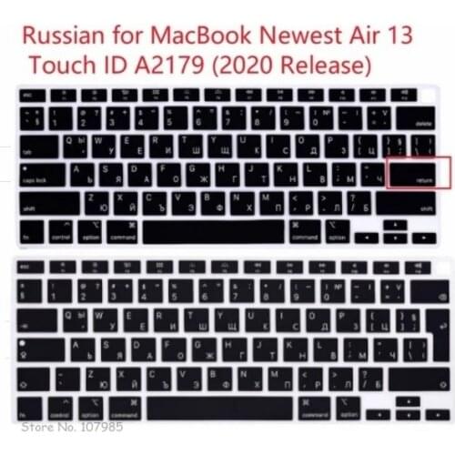 Russian Language Silicone Keyboard Cover Protector Skin For MacBook Air 13 Touch ID 2179 A2179 M1 A2337 A 2337 ( 2020 Release )