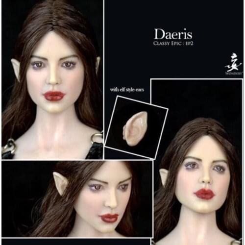 WONDERY 1/6 Scale Ep02 Daeris Ava Head Carved Europe Girl Head sculpt Model WIth Removable Ears for Pale PH Seamless body