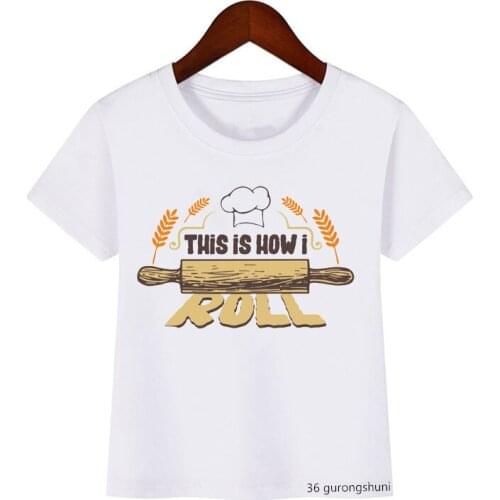 Funny Kids Clothes for Boys T-shirt Coffee and Baking Cake Text Print Pattern Girl T Shirt Summer White T Shirt Kids Custom Tops