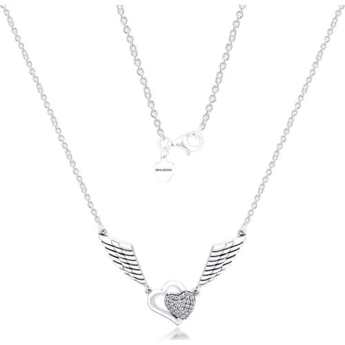 Hearts & Angel Wings Necklaces 100% 925 Sterling Silver Jewelry Free Shipping
