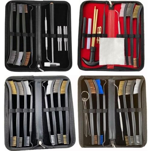 1 Set Universal Gun Cleaning Kit Set with Storage Pouch Tactical Hunting Rifle Pistol Shotgun Handgun Gun Cleaning Tool Set