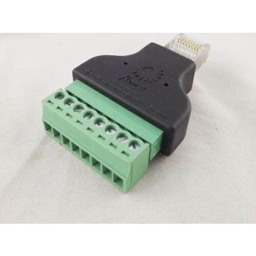 10pcs Ethernet RJ45 Male Plug To AV Screw Terminal 8 Pin Block CCTV Converter Adapter