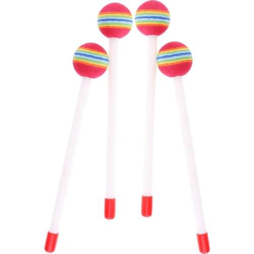2 Pair Plastic Lollipop Hand Drum Mallet Hammer With Fabulous Drum Sticks Musical Percussion Toys Educational Great Drum tools