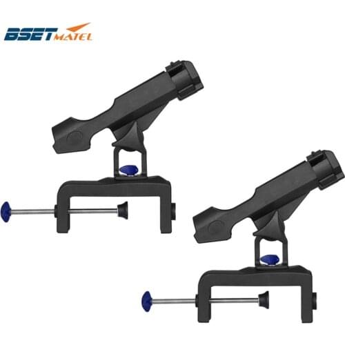 BSET MATEL 2 pieces 360 degree adjustable Fishing Rod Holders clamp on Removable Kayak Boat Support Pole stand Bracket