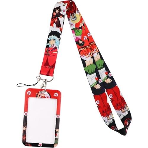 20pcs/lot G1886 Anime Lanyard Keychain keys Badge ID Mobile Phone Rope Kids Gifts Lanyard With Card Holder Cover