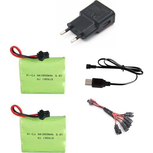 3.6V 1800mah NICD Battery + 3.6v Charger For Rc toy Car Boat Gun Tank Train Robot AA 3.6v Rechargeable Battery Pack For RC boat
