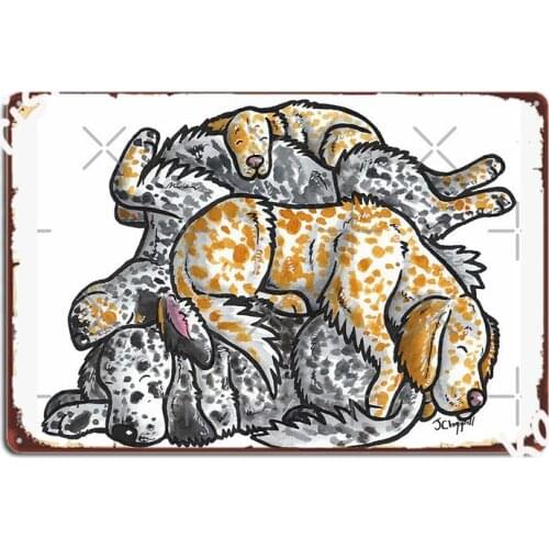 English Setter Sleeping Pile Cartoon Poster Metal Plaque Painting Décor Cinema Club Party Create Tin Sign Poster