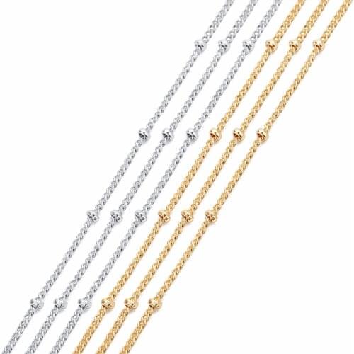 LOULEUR 2018 New 5m/lot High Quality Beads Chains Rhodium/KC Gold Color Copper Chains for DIY Jewelry Necklace Makings