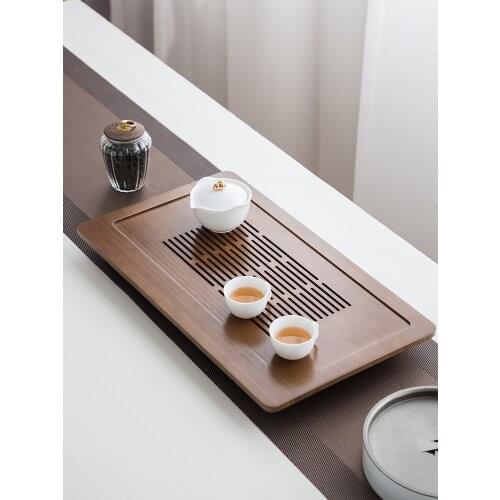 Tea tray family Kung Fu tea set light luxury modern small bamboo tea table tea sea drainage simple storage tray