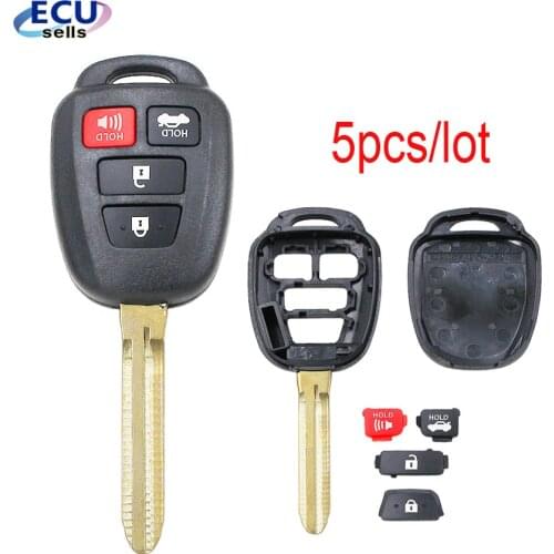 5PCS X 4 Button Cover Fob Key Shell for Toyota Prius C Corolla Yaris Avensis 2013-2015 Toy43 Replace Case