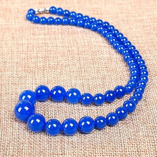 Pure blue with A light blue sheen transparent gem 6-14 mm Blue Jasper necklace Can wear anything you want with the prom