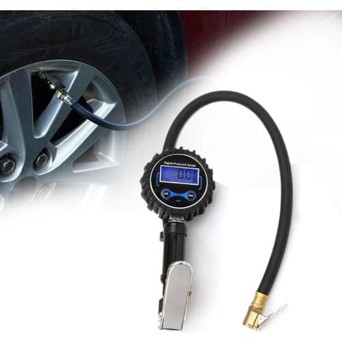 Digital car air tire pressure gauge inflator pressure gauge with PVC pipe hose air compressor recharge car truck SUV sedan