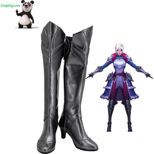 CosplayLove LOL Battle Queen Diana Silver Cosplay Shoes Long Boots Leather Custom Hand Made For Halloween Christmas