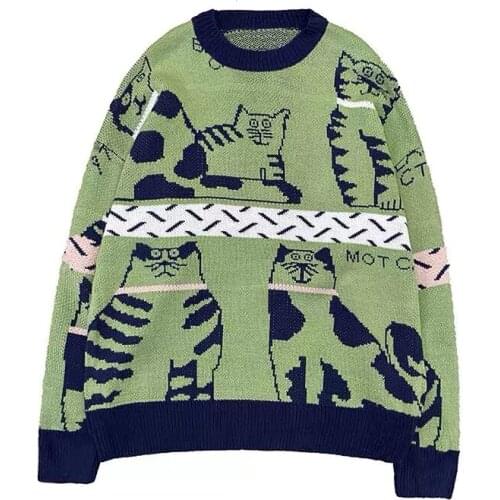 ZAZOMDE 2020 Bear Embroidery Knitted Jumper Sweaters Retro Hip Hop Streetwear Harajuku Loose Casual Pullover Fashion Mens Tops