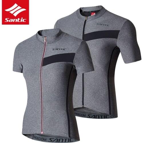 Santic Men Women Cycling Jersey Summer Short Sleeve MTB Road Bike Jersey Breathable Downhill Bicycle Maillot Ciclismo Pockets