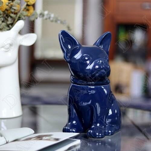 European Ceramic Storage Jars Creativity French Bulldog Figurines Living Room Desktop Snacks Organizer Home Decoration Ornaments