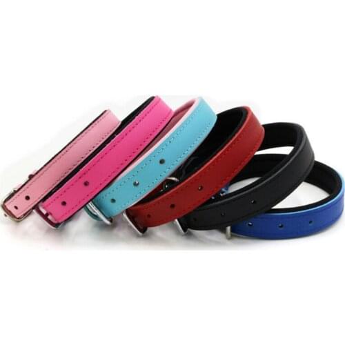 Hot Sale Pet Products Cowhide Leather Dog Collars Diving Cloth Padded Small Medium Pet Dog Collar