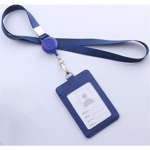 Leather Case Work Card Holders With Lanyard Bank Card Holders Doctor ID Badge Holders Bus ID Holders With Neck Strap