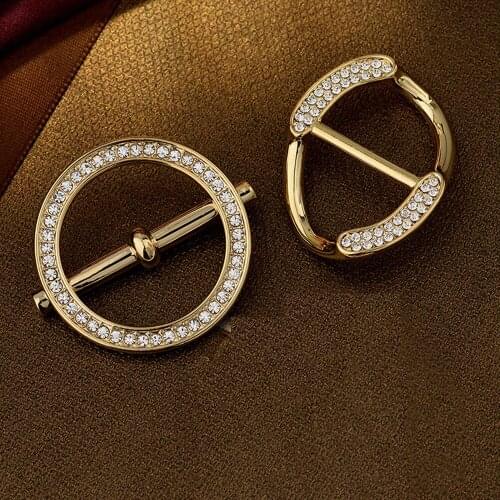 Crystals metal charm cross bar buckle Silk Scarf Shawl Connector Buckle clothes corner knotted buckle fashion ornament accessory