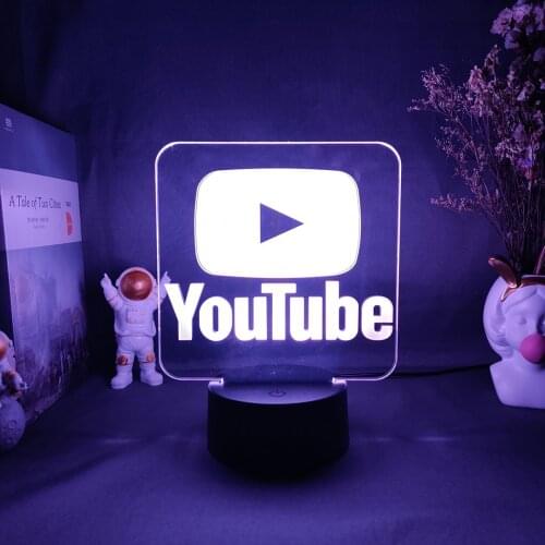 Cool 3D Illusion Logo Lamp Perfect Live Streaming Room Decoration PC Desk Backlight Popular Youtube Online Game Night Light Gift