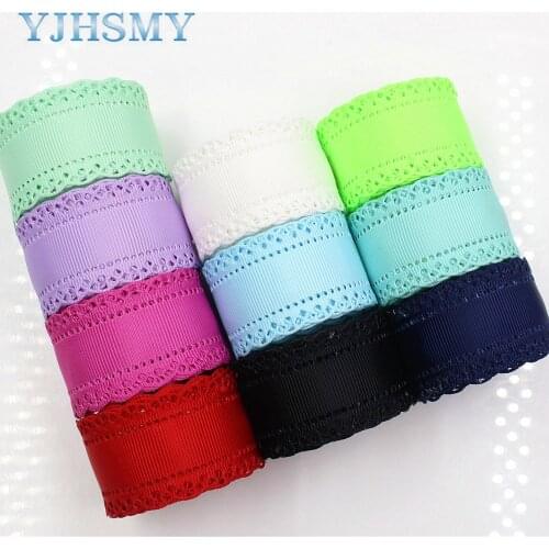 YJHSMY D-17703-915,10 yards, hot sale 30 mm hollow Flowers solid Grosgrain Ribbon,DIY handmade materials,Clothing accessories