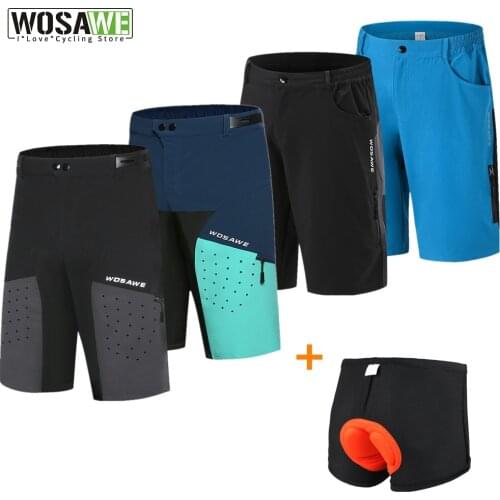 WOSAWE Mens Summer Cycling Shorts Mountain Bike Downhill Shorts Loose Fit Outdoor Riding Road MTB Bicycle Short Trousers