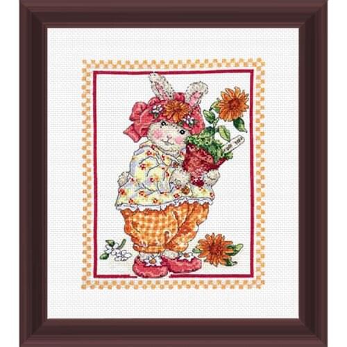 Precisely printed Fishxx Cross Stitch Kit A222 Sunflower Bunny Home Handmade Embroidery Rural Style Cute cartoon pattern