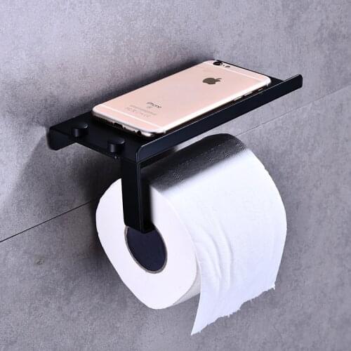 Stainless Steel Toilet Paper Holder Bathroom Wall Mount WC Paper Phone Holder Shelf Towel Roll shelf Accessories