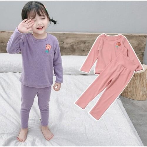 New ChildrenS Solid color Underwear Clothes Sets Baby Warmth High waist Autumn&Winter Baby Home Clothing Boys& Girls Pajamas