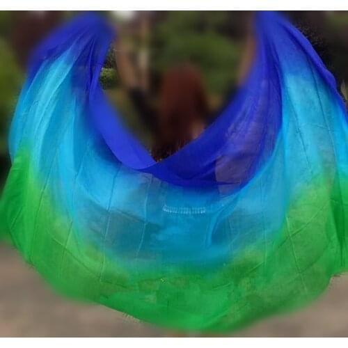 Factory Wholesale Children Women Belly Dance Silk Veil Gradient 100% Silk Scarf Multi Color Size Customized Design Free Shipping