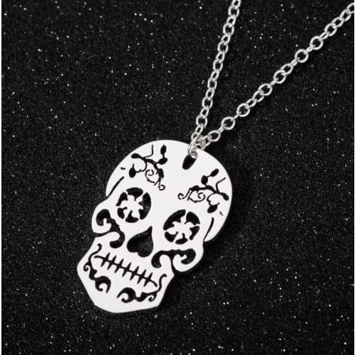 Wholesale Uniquely Designed Punk Skull High Quality Motorcyclist 316L Stainless Steel Pendant Necklace Jewelry Halloween Gifts