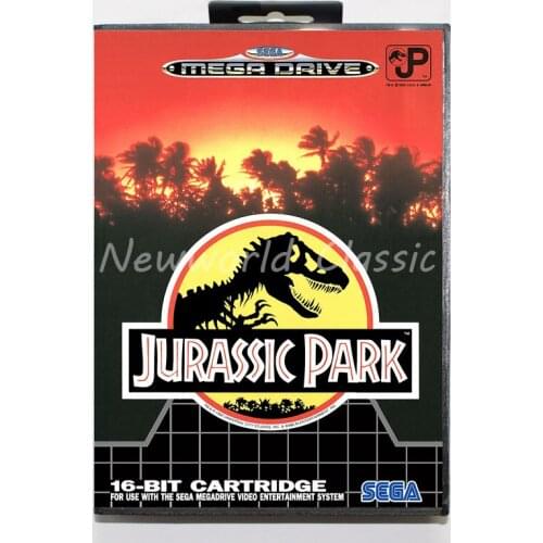 Jurassic Park for 16 bit For Genesis MD Game Card With Box For Sega Mega Drive For Genesi