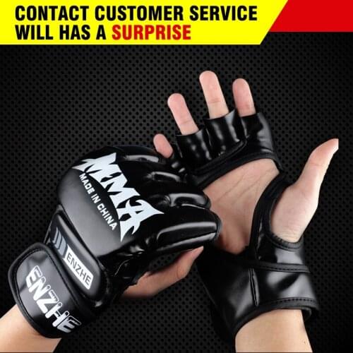 Half Finger MMA Gloves for Men PU Kicki Boxing Karate Muay Thai Guantes De Boxeo Free Fight Semi-finger Sanda Training Equipment