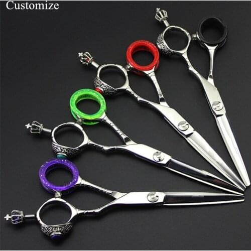Customize New upscale professional Japan 440c 6 inch Crown hair scissors hair cutting barber makas shears hairdressing scissors