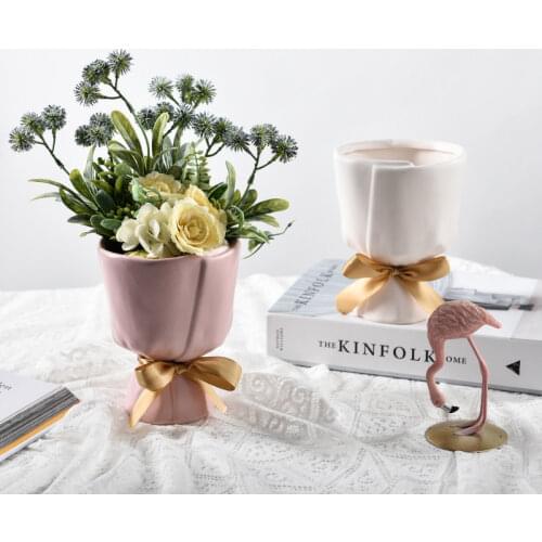 Nordic Home Decoration Vase Ceramic Flower Pot Room Decoration Flower Arrangement Art Desktop Crafts Creative Bouquet Shape