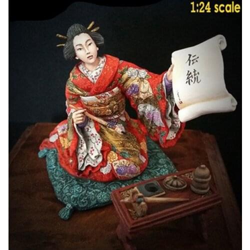 Unassambled 1/24 ancient woman sit Resin figure miniature model kits Unpainted