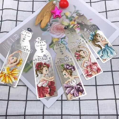 Cross stitch new study creative gift handmade metal bookmark flower fairy series