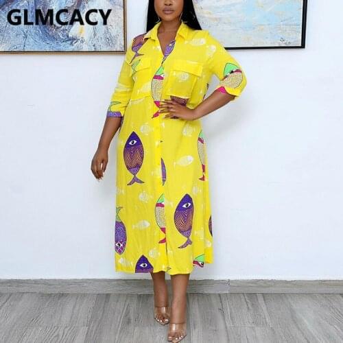 Women Long Sleeve Casual Loose Button Up Shirt Dress Chic Midi Dress