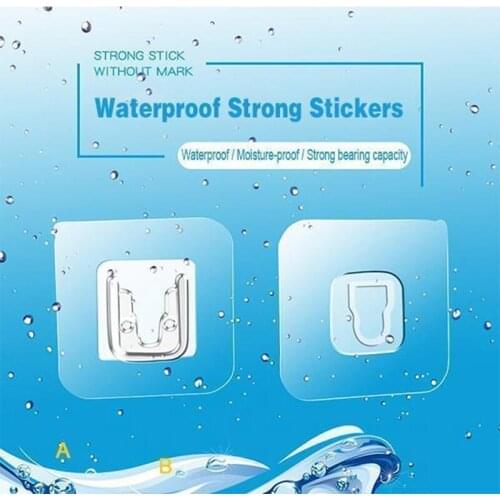 10 PAIRS Double-sided Adhesive Wall Hook Hanger Transparent Suction Cup Sucker Strong Wall Sticking Holder For Kitchen Bathroom