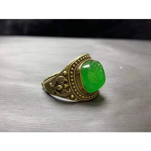100% Real green jade ring gold rings resizable emerald ring S925 sterling silver ring women rings jade jewelry