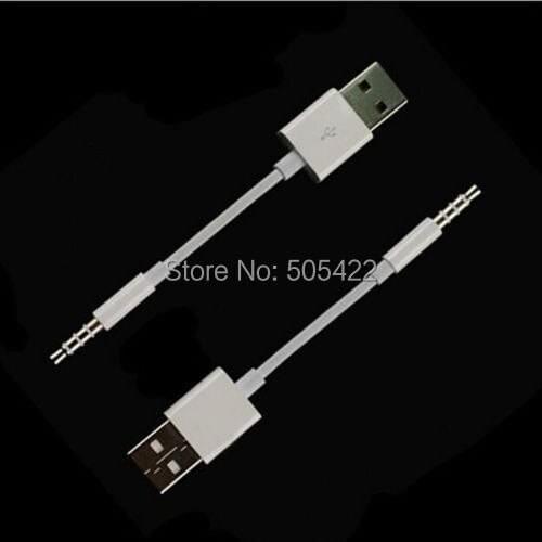 200pcs/lot White 3.5mm Plug to USB Data Cable Charger Audio Converter Cable For MP3 Mini Speaker Bluetooth Headphones
