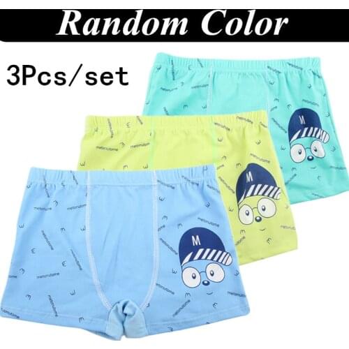 3PCS/Set L-XXL Random Childrens Boxer Underwear Cotton Cartoon Letter Printing Suitable For 3-11 Years Old Boys