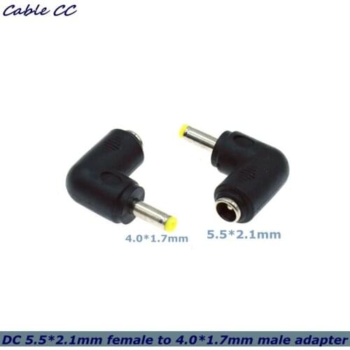 4.0x1.7mm Revolution 5.5x2.1mm Female Plug 90 Degree Elbow DC Power Connector Adapter Notebook Computer 4.0*1.7 to 5.5*2.1