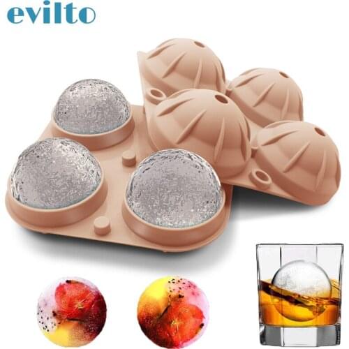 4 Holes Food Grade Ice Cube Trays Silicone Ice Cube Maker Chocolate Mould Tray Ice Cream DIY Tool Whiskey Wine Cocktail Ice Cube