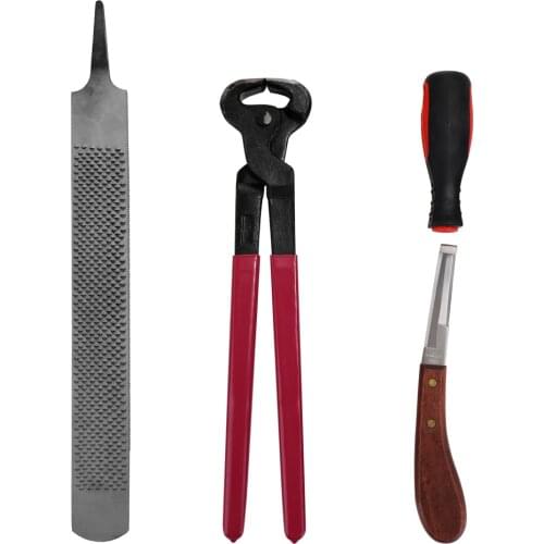 4PCS Portable Hoof Nipper Trim Shoeing File Rasp Handle Hoof Cutter Tool Horse Care Accessory Tool Kit