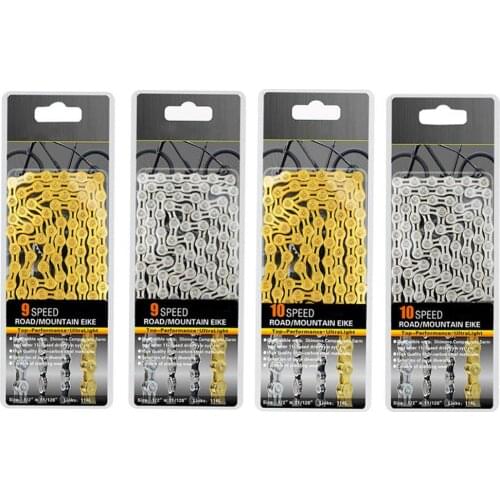 9/10 Bicycle Chain Semi-hollow Moutain Bike Ultra-light 116L Gold and Silver Wear-resisting Chain