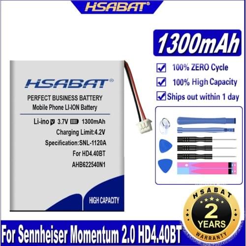 HSABAT AHB622540N1 AHB622540PCT-02 1300mAh Wireless Headset Battery for Sennheiser Momentum 2.0 HD4.40BT HD 4.50BTNC Urbanite XL