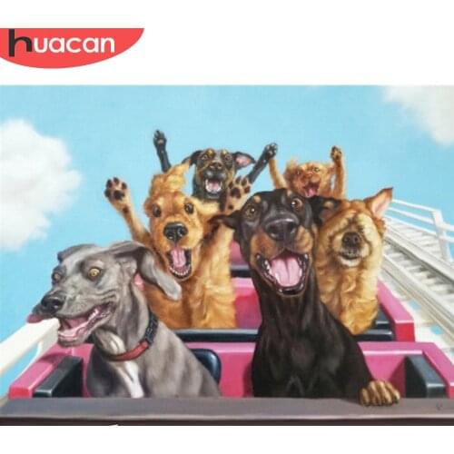 HUACAN Full Square/Round 5d Diamond Painting Dog Mosaic Needlework DIY Diamond Embroidery Animal Home Decor Craft Kit