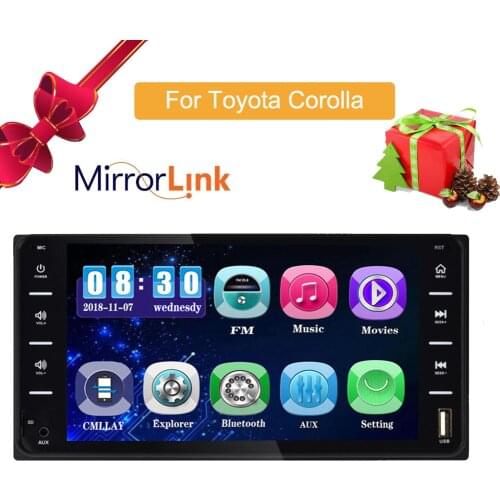 Car Audio MP5 DVD Player For Toyota Corolla 2 Din Touch Screen Multimedia Android/IOS MirrorLink Bluetooth 7" Universal FM AM