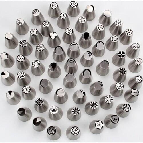 Free Shipping 59pcs Stainless Steel 304 Cake Cupcake Russian Piping Nozzles set DIY Cupcake Icing Tips set